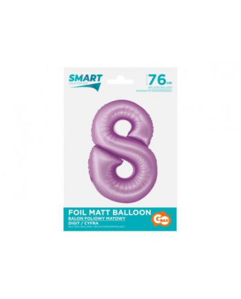 Balon foliowy Smart Cyfra 8 lawendowa matowa 76cm Godan