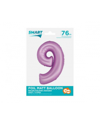 Balon foliowy Smart Cyfra 9 lawendowa matowa 76cm Godan