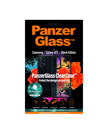 Panzerglass Etui ClearCase Antibacterial dla Samsung Galaxy A72 czarne Black Edition (296)