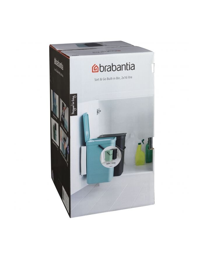Brabantia Kosz Do Segregacji Odpadów Sort & Go 2X16L Szary I Zieleń Jadeitowa Podwójny Szafkowy (214462) główny