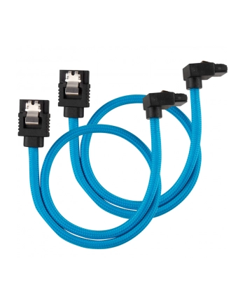 Corsair Kabel Premium z rękawem SATA kątowy niebieski 30cm - 2 sztuki