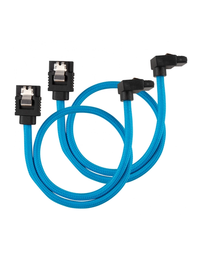 Corsair Kabel Premium z rękawem SATA kątowy niebieski 30cm - 2 sztuki główny