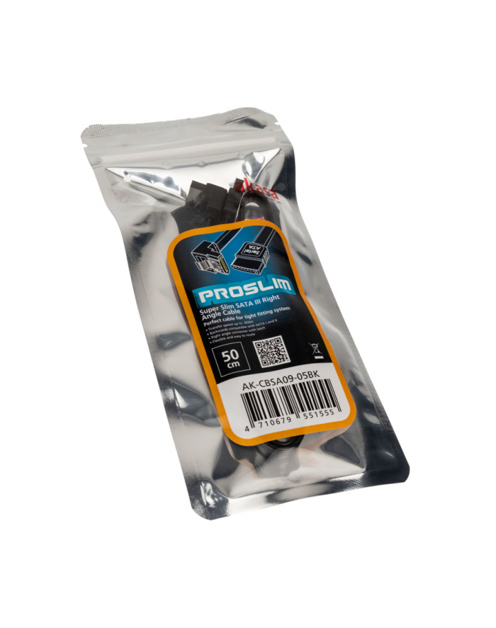 AKASA   SATA-KABEL 6 GB/S, GEWINKELT, 50 CM  (AKCBSA0905BK) główny