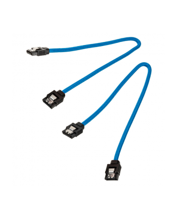 Corsair Kabel Premium z rękawem SATA niebieski 30 cm - 2 sztuki