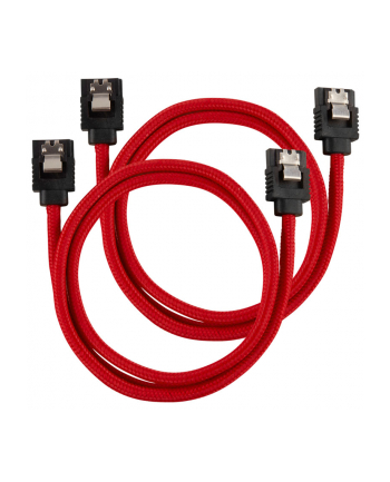 Corsair Premium Sleeved SATA-Kabel rot 60cm - 2er Pack