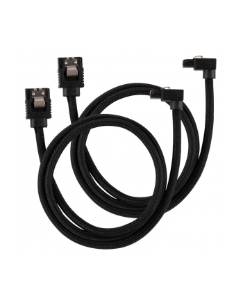 Corsair Premium Sleeved SATA-Kabel gewinkelt schwarz 60cm - 2er