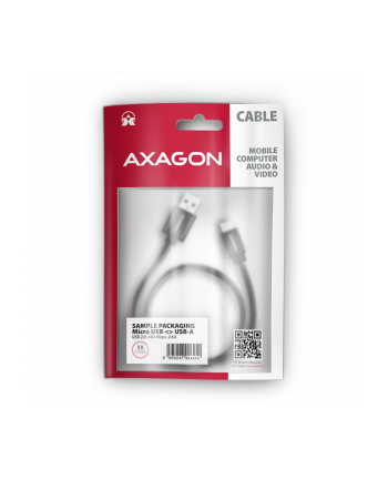 Axagon BUMM-AM10AB, HQ kabel Micro USB <-> USB-A, 1m, USB 2.0, 2.4A, ALU, oplet, CZARNY (AXN)