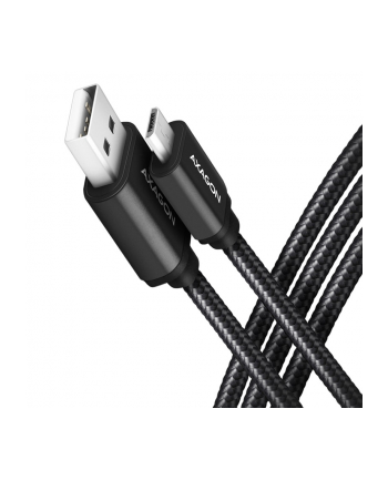 Axagon BUMM-AM15AB, HQ kabel Micro USB <-> USB-A, 1.5m, USB 2.0, 2.4A, ALU, oplet, CZARNY (AXN)