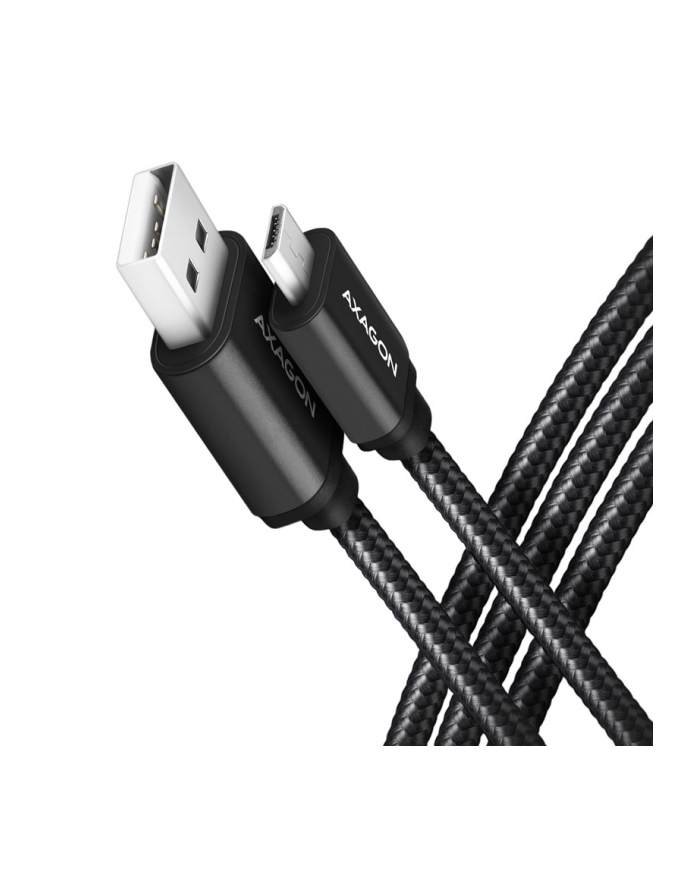 Axagon BUMM-AM15AB, HQ kabel Micro USB <-> USB-A, 1.5m, USB 2.0, 2.4A, ALU, oplet, CZARNY (AXN) główny