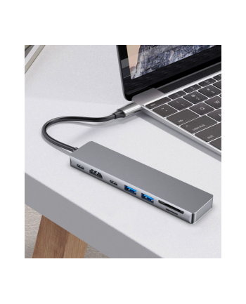 FIXED USB-C/2x USB 3.2, HDMI, USB-C, USB-C PD 87W, SD, Micro SD (FIXHU-CAD-GR)