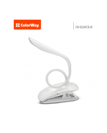 ColorWay LED Table Lamp Flexible & Clip with built-in battery White, Table lamp, 3 h, 5 V, 0.5 Ah