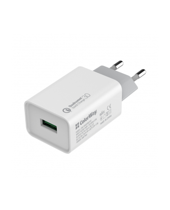 COLORWAY AC CHARGER 1XUSB QUICK CHARGE WHITE, 1 M, 100-240 V, 18 W