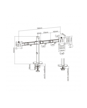 Ergo Office Uchwyt Przegubowy Na Dwa Monitory Deluxe Er-449, 17&Quot;-32&Quot;, Max. 9Kg