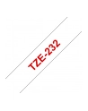TAŚMA BROTHER TZ232- 12MM X 8M CZERWONY/BIAŁY - nr 14