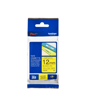 TAŚMA BROTHER TZ631- 12MM X 8M CZARNY/ŻÓŁTY nr 1