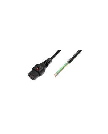 Kabel zasilający do zarobienia z blokadą IEC LOCK 3x1mm2 OPEN/C13 prosty Ż 1m czarny
