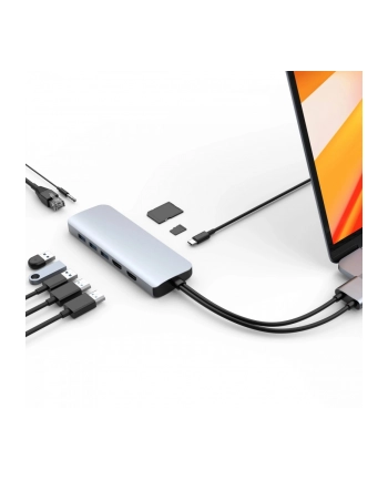 hyperdrive Adapter Hyper VIPER 10-in-2 HUB, 4K 2x HDMI, 3x USB-A, Gigabit Ethernet,SD, MicroSD, USB-C Power Delivery 60W, AudioJack Srebrny