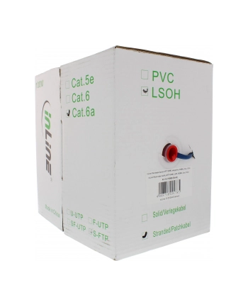 InLine Kabel instalacyjny S/FTP PiMF Cat.6A halogen free 500MHz niebieski 100m (76899B) nr 1
