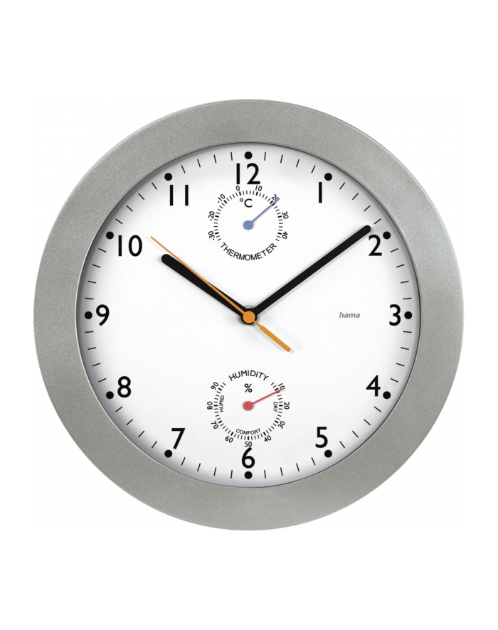 Hama Pg 300 Clock Quartz Wall Mountable 30Cm White Silver (186344) główny