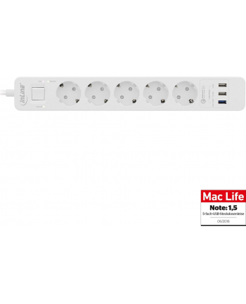 InLine 5 portowa z szybkim ładowaniem na USB - 1.5m - biała (16491T)
