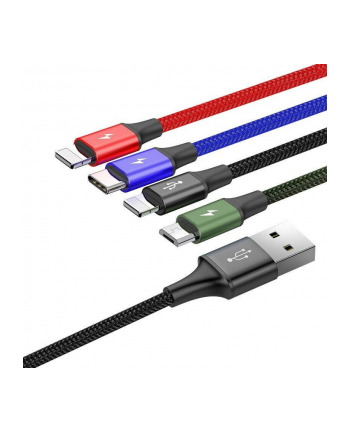 Baseus Kabel Przewód Usb 4W1 2X Lightning / Usb Typ C / Micro Usb w Nylonowym Oplocie 3.5A 1.2M Czarny (Ca1T4-A01) (6953156278486) nr 2