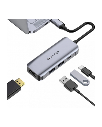 hyperdrive Hub Hyper HD 4-in-1 USB-C HUB, 4K HDMI, USB-C 100W PD, 2x USB-A