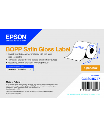 Epson BOPP Satin Gloss Label - Continuous Roll: 203mm x 68m C33S045737