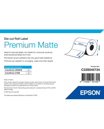 Epson Premium Matte Label - Die-cut Roll: 102mm x 152mm, 800 labels C33S045724 nr 2