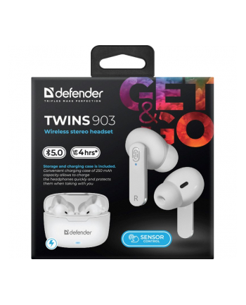 D-EFEND-ER SŁUCHAWKI BLUETOOTH TWINS 903 DOUSZNE BIAŁE 63903