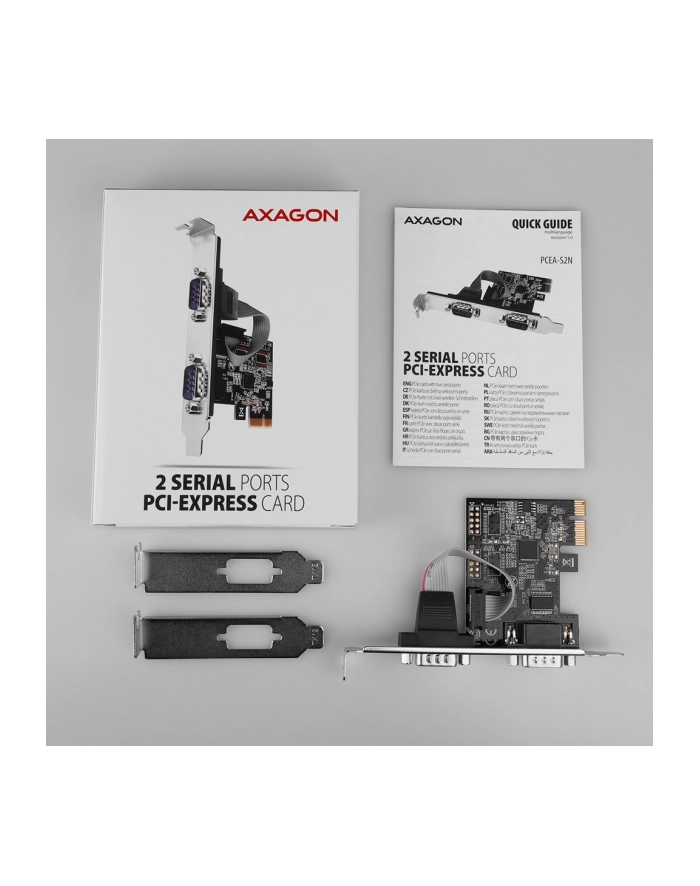 Kontroler Axagon PCIe x1 - 2x Port szeregowy DB9 (PCEA-S2N) główny