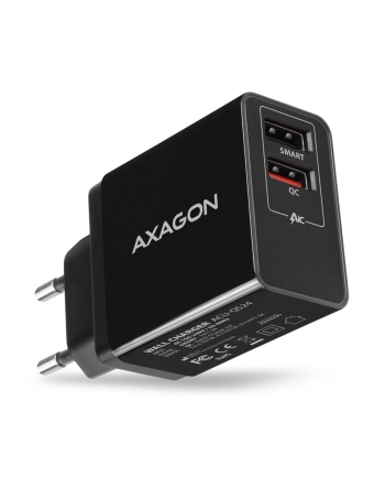 Axagon Ładowarka Quick i Smart 2x USB Port QC3.0/AFC/FCP + 5V-1.2A 24W (ACUQS24)