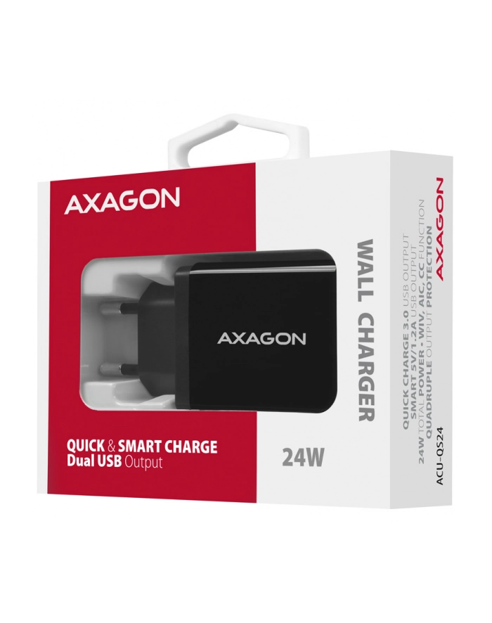 Axagon Ładowarka Quick i Smart 2x USB Port QC3.0/AFC/FCP + 5V-1.2A 24W (ACUQS24) główny
