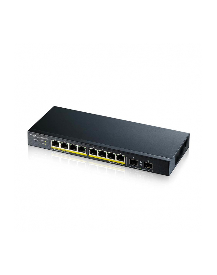 ZYXEL GS1900-10HP v2 8-port GbE L2 PoE Smart Switch + 2 SFP slots 802.3at desktop fanless 70 Watt główny