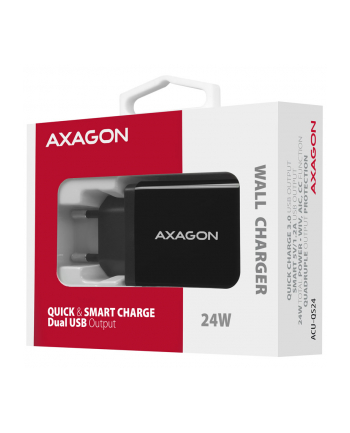 Axagon Ładowarka Quick i Smart 2x USB Port QC3.0/AFC/FCP + 5V-1.2A 24W (ACUQS24) nr 1