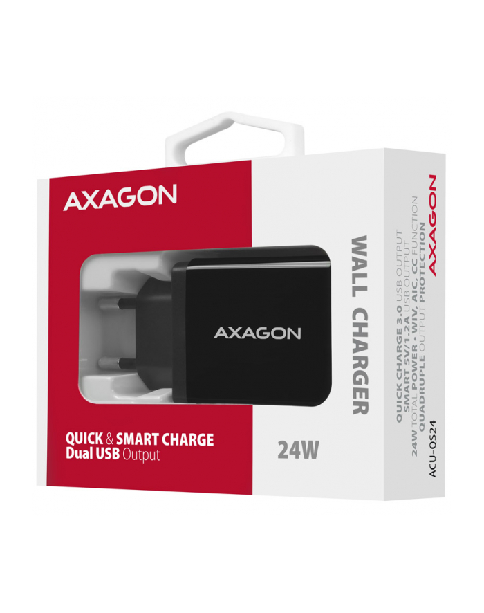 Axagon Ładowarka Quick i Smart 2x USB Port QC3.0/AFC/FCP + 5V-1.2A 24W (ACUQS24) główny