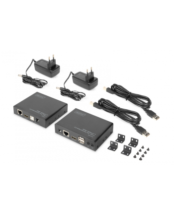 DIGITUS Przedłużacz/Extender HDMI HDBaseT 2.0 KVM do 100m po Cat.6/7/8 4K 60Hz UHD