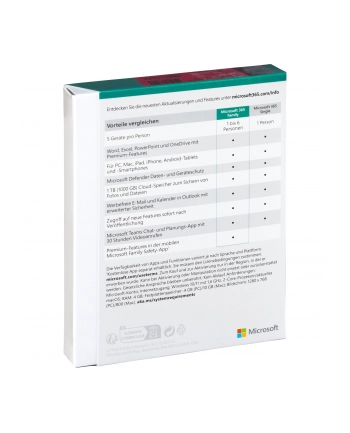 Microsoft 365 Family [DE] 1Y Subscr.P8 Ehemals Office 365 Home (6GQ01580) nr 2