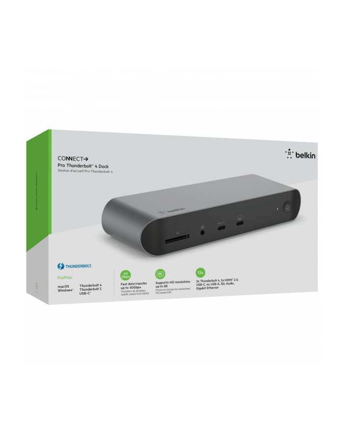 belkin Stacja dokująca Thunderbolt 4 8K USB/C USB/A HDMI SD GbE Mac/PC Stacja dokujaca główny