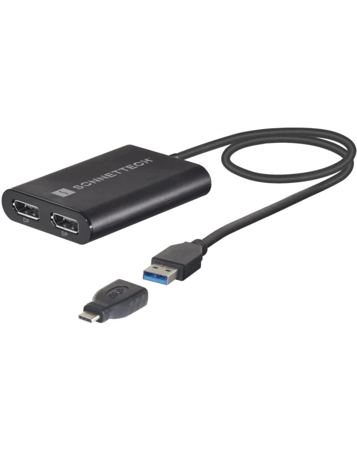 Sonnet Adapter USB 3 Dual 4K 60Hz DisplayPort, for M1 Macs (Kolor: CZARNY, 30cm) główny