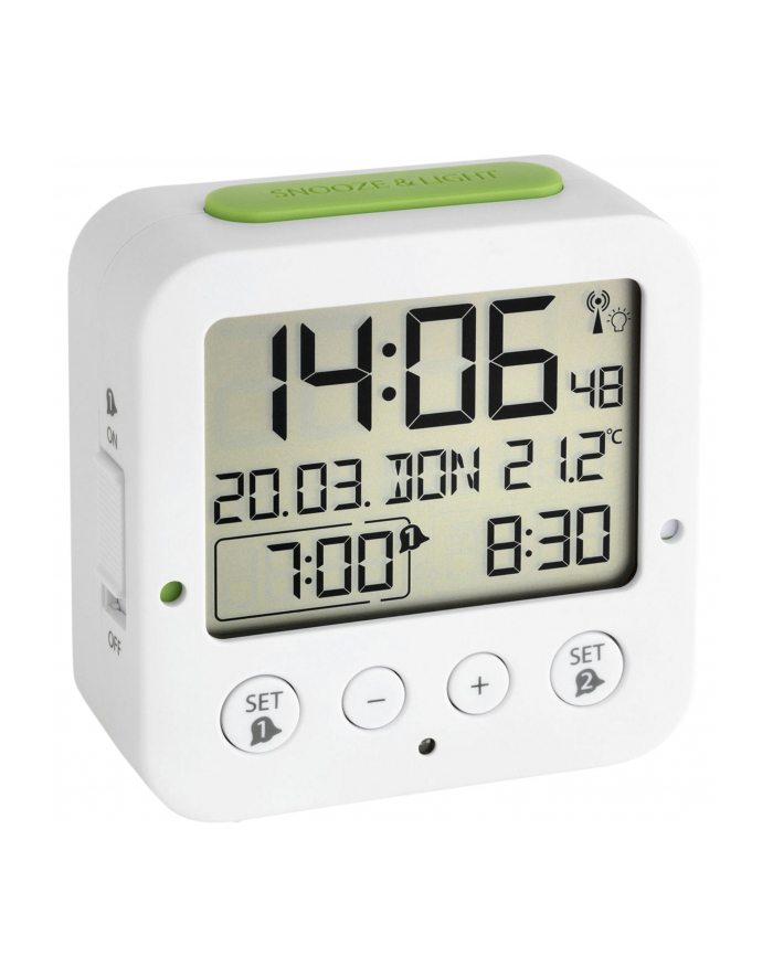 TFA Digital radio alarm clock with temperature BINGO (Kolor: BIAŁY/green) główny