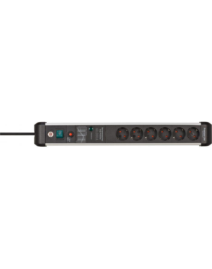 Brennenstuhl Premium Pczerwonyect Line 6-way power strip (Kolor: CZARNY/silver, 60,000 A surge protection , 3 meters) główny