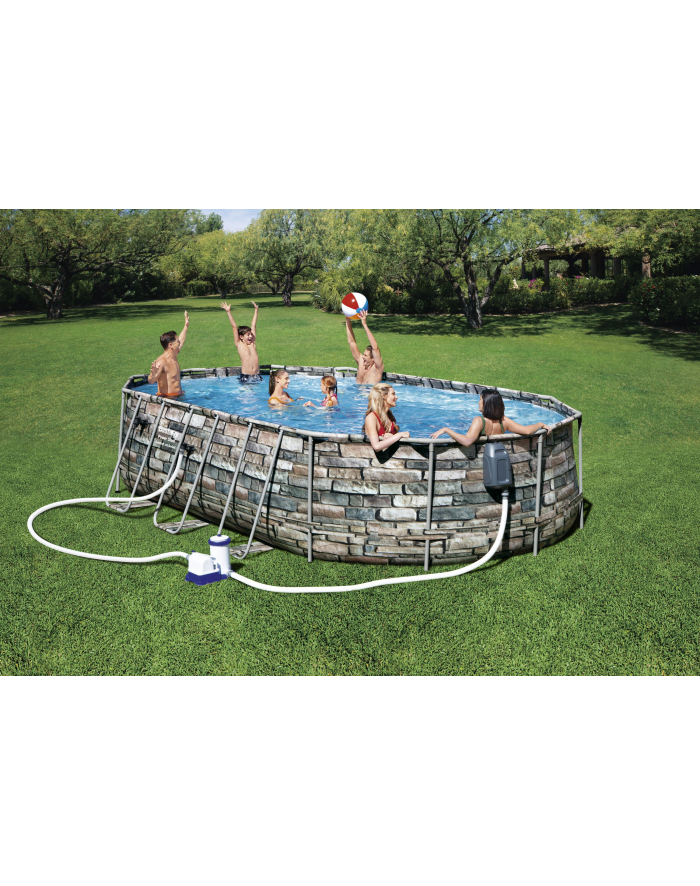 Bestway Frame Pool Set Comfort Jet, 610 x 366 x 122cm, swimming pool (brown, with filter pump) główny