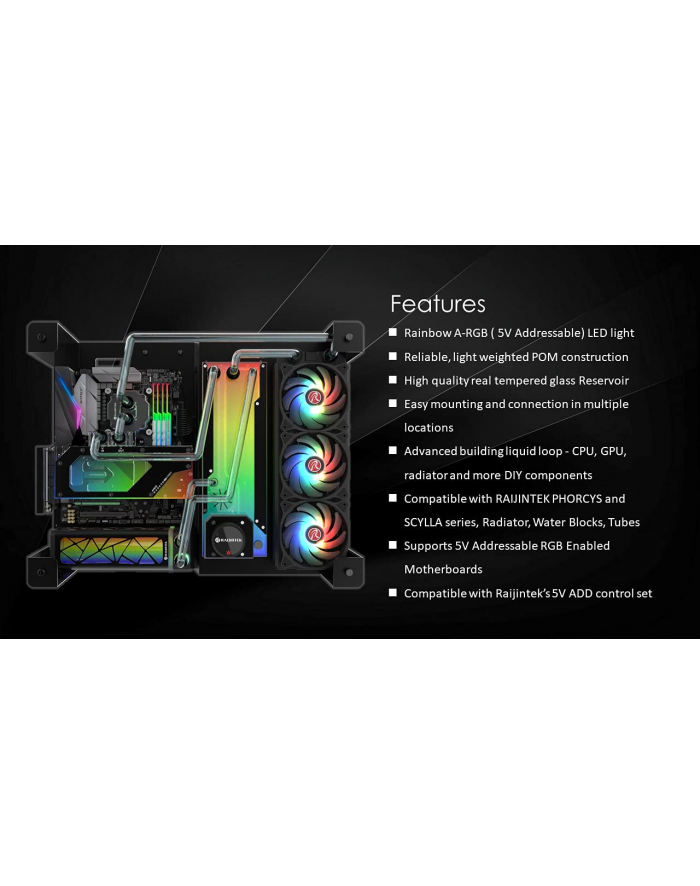 RAIJINTEK ANTILA PURE R100B, pump (Kolor: CZARNY/transparent, reservoir/pump combo) główny