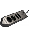 Brennenstuhl estilo corner power strip 4-way (Kolor: CZARNY/stainless steel, 2x USB) - nr 14