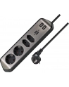 Brennenstuhl estilo corner power strip 4-way (Kolor: CZARNY/stainless steel, 2x USB) - nr 31