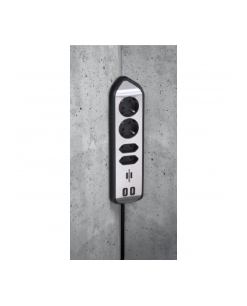 Brennenstuhl estilo corner power strip 4-way (Kolor: CZARNY/stainless steel, 2x USB) nr 2