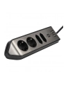Brennenstuhl estilo corner power strip 4-way (Kolor: CZARNY/stainless steel, 2x USB) - nr 39