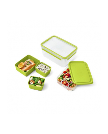 Emsa CLIP ' GO Lunchbox XL, lunch box (green/transparent, with inserts)