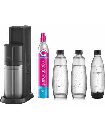 SodaStream Duo Value Pack Titan, Sparkling Water Maker (dark grey/stainless steel, incl. 2 glass bottles, plastic bottle, CO? cylinder)