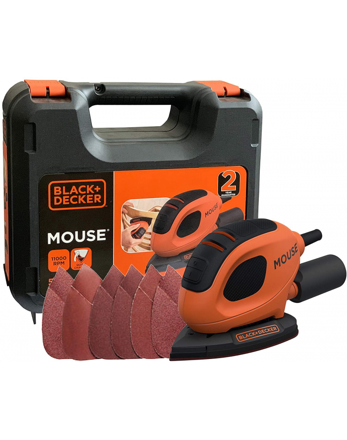 Kolor: CZARNY+decker Black'Decker compact mouse BEW230K-QS, delta sander (orange/Kolor: CZARNY, 55 watts, case) główny